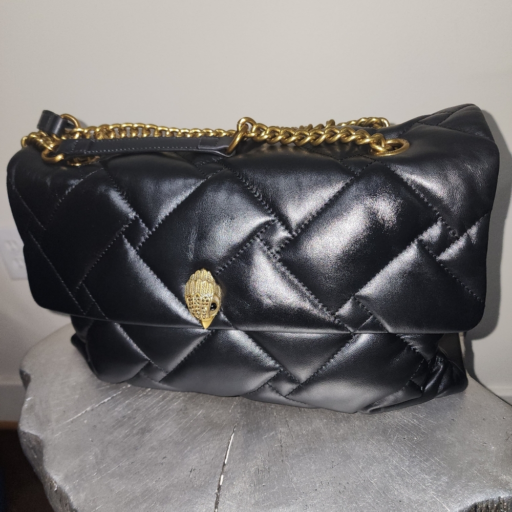 Kurt GEIGER XXL Kensington Black Quilted Leather Shoulder/Crossbody Bag